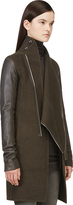Thumbnail for your product : Rick Owens Brown Cashmere & Leather Exploder Coat