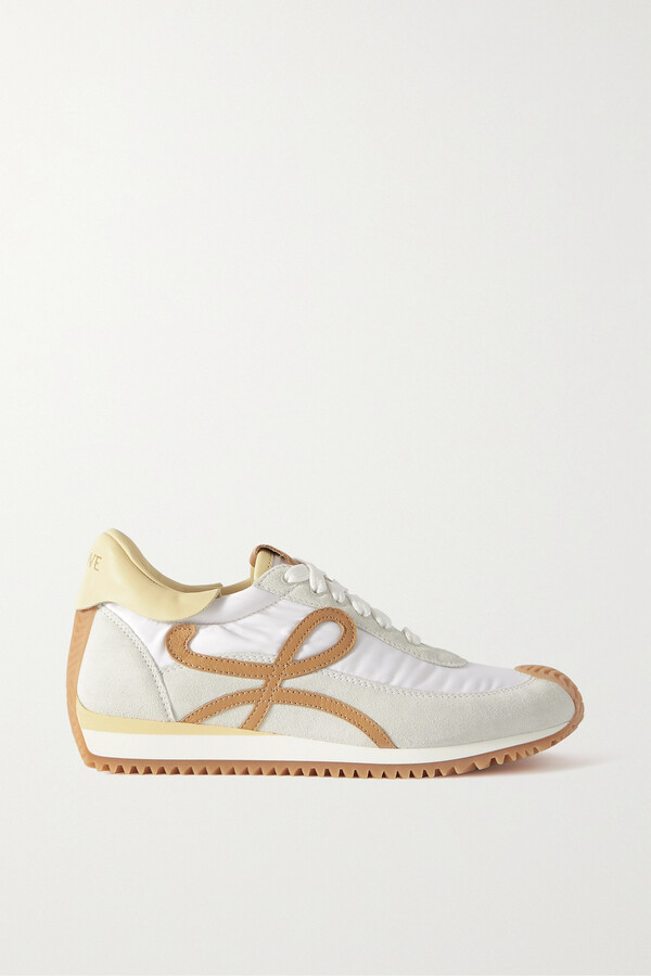Loewe Flow Logo-appliquéd Shell, Suede And Leather Sneakers