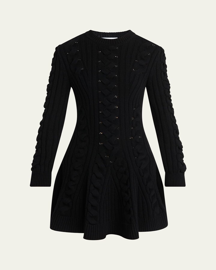 Alexander McQueen Cable-Knit Wool Cashmere Mini Dress