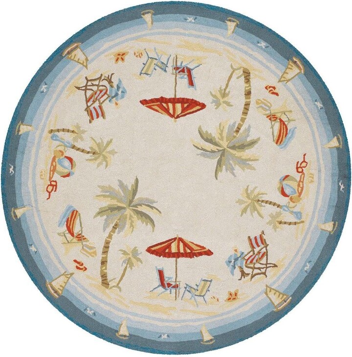 Couristan Outdoor Escape Pacific Heights Ocean 8 ft. x 8 ft. Round Indoor/Outdoor Area Rug
