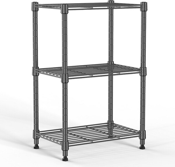 LauKingdom 450lbsWireStorageShelving3-TierUtilityShelvingUnitSteelOrganizerWireRackforHomeKitchenOfficeGrey