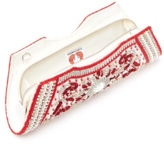 Shrimps Dallas Crystal, Faux-pearl And Beaded Satin Clutch - Cream Multi