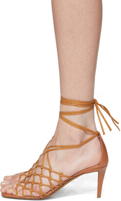 Stella McCartney Brown Lace-Up Heeled Sandals