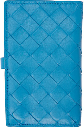 Bottega Veneta Blue Intrecciato Medium French Wallet