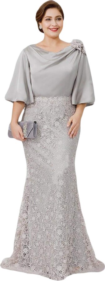 silver gray gown plus size