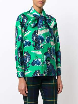 Gucci angry cat print blouse