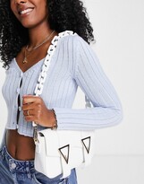 Thumbnail for your product : Glamorous foldover bag with double buckle detail and resin chain in white