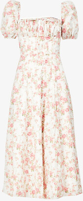 Tallulah strapless floral-print silk-jacquard gown
