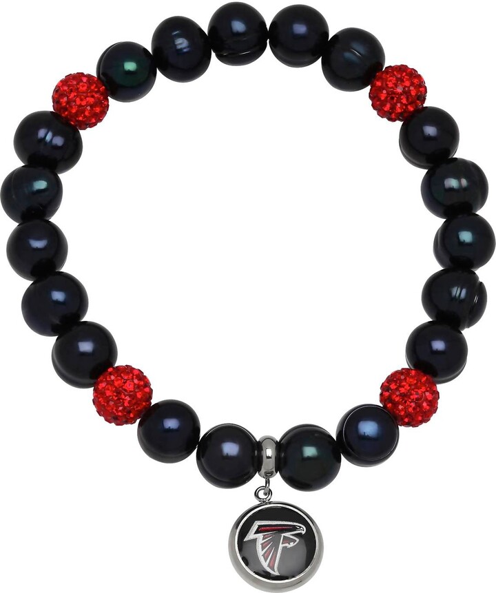 Honora Atlanta Falcons Stretch Pearl & Crystal Bracelet In Black/red