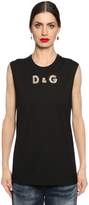 Dolce & Gabbana T-Shirt Sans Manches En Jersey Et D&g En Swarovski