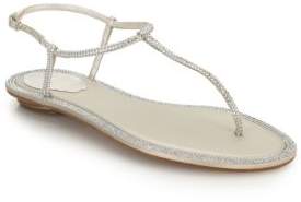 Rene Caovilla Swarovski Crystal & Satin Thong Sandals