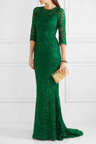 Thumbnail for your product : Dolce & Gabbana Crystal-embellished Corded Lace Gown - Emerald