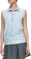 Thumbnail for your product : Theyskens' Theory Bennie Sleeveless Cotton Polo Top