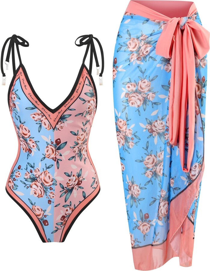 BaoDan Bathing Suit Covers for Women Ajolote Detachable Straps Bikini Set Light Blue Bathing