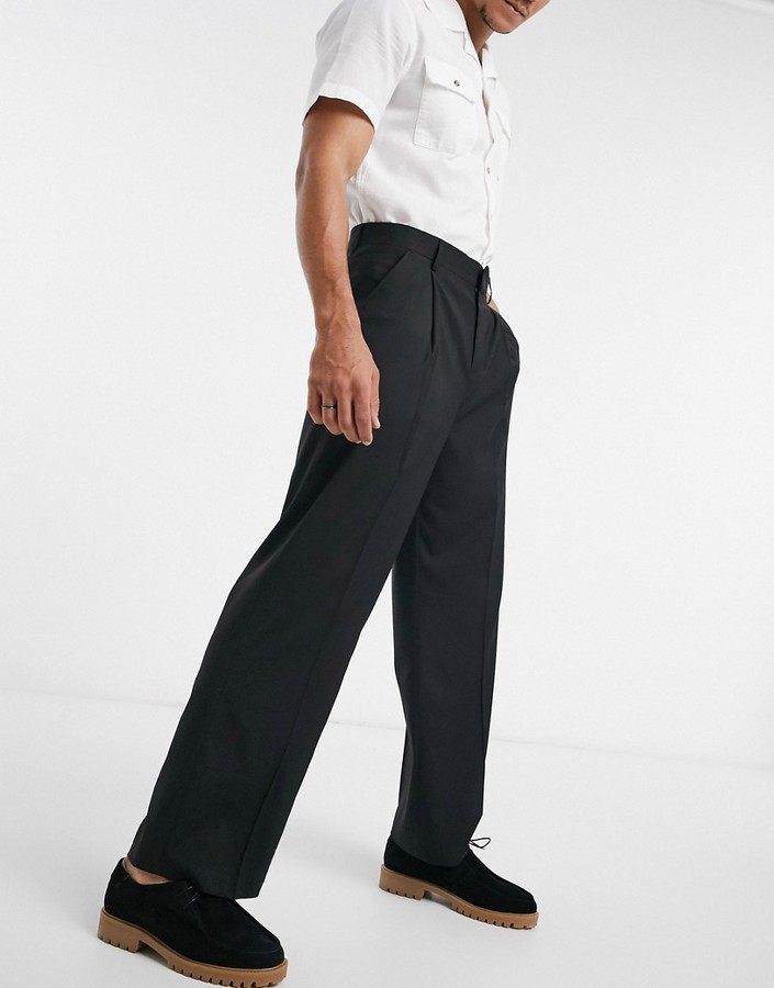 ASOS DESIGN wide leg suit pants in black - ShopStyle