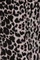 Thumbnail for your product : Saint Laurent Leopard Ruffle Dress in Black & Gray | FWRD