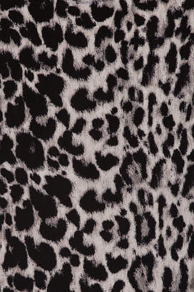 Saint Laurent Leopard Ruffle Dress in Black & Gray | FWRD