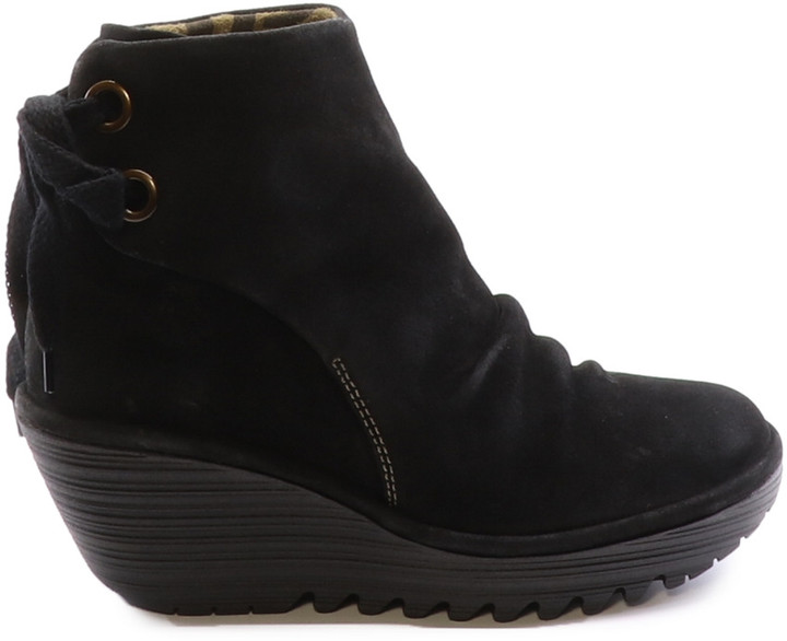 Fly London Yama Suede Wedge Bootie - ShopStyle Boots