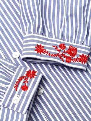 Draper James Embroidered Striped Button-Down Shirt
