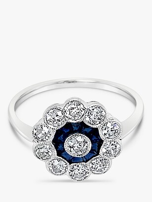 Milton & Humble Jewellery 14ct White Gold Second Hand Sapphire & Diamond Cluster Ring
