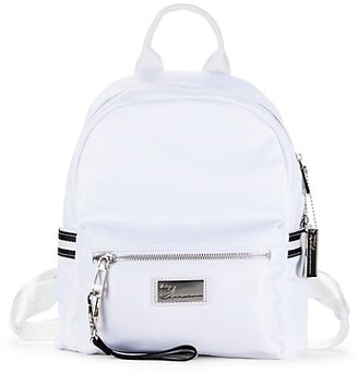 black and white leather backpack