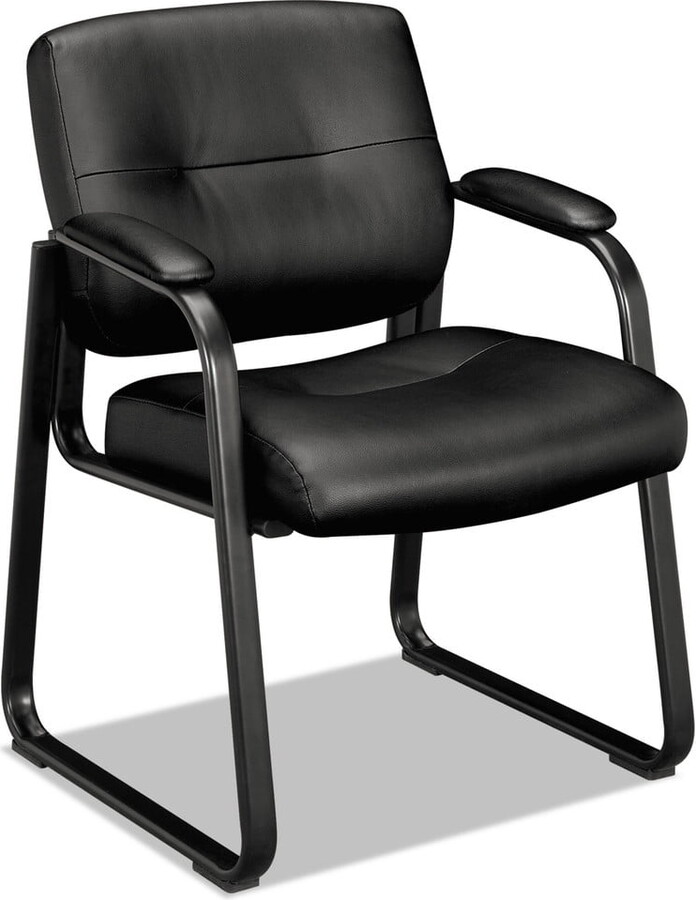 Basyx by HON basyx VL690 Series Guest Leather Chair, Black Leather
