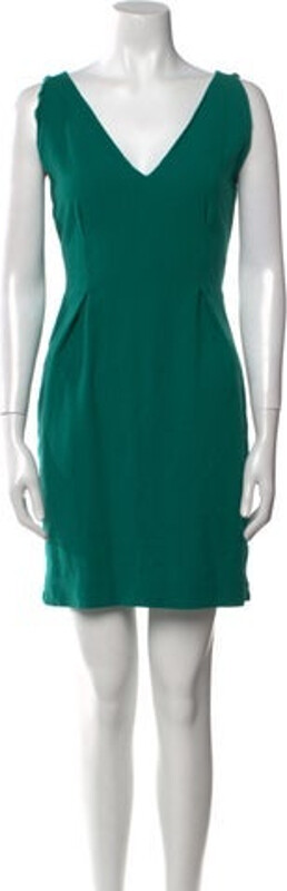Saint Laurent Wool Sheath Dress From the 2011 Collection Green Sleeveless with V-Neck Concealed Zip Closure at Back Designer
