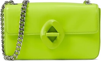 Chain Link Short Acrylic Purse Strap In Neon Yellow