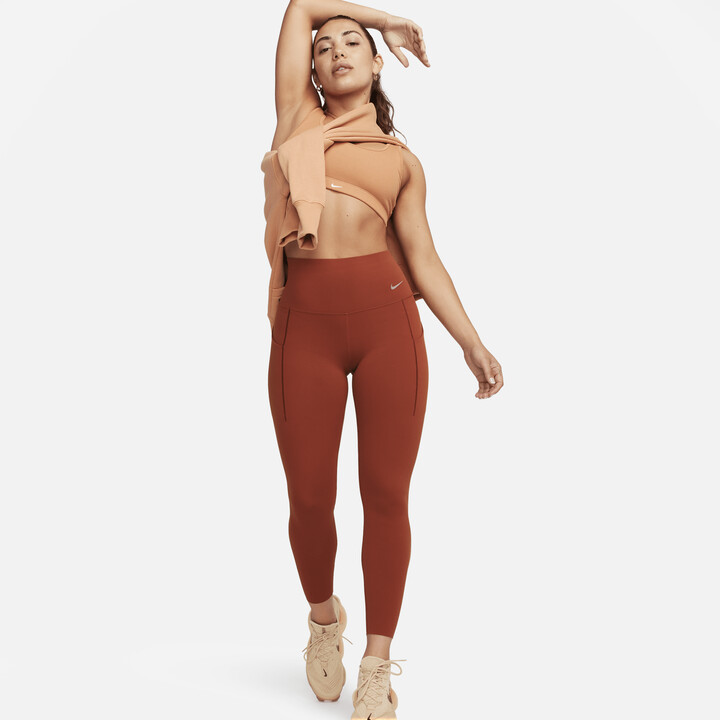 Nike Women's Universa Medium-Support High-Waisted 7/8 Leggings with Pockets  in Orange - ShopStyle