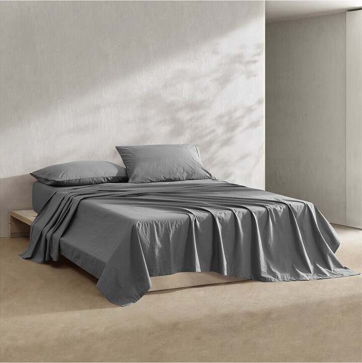 Calvin Klein 200 Thread Count Washed Percale Cotton Sheet Set