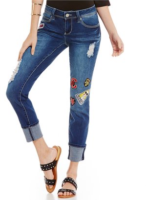 YMI Jeanswear Destructed Patch Mega Cuff Ankle Skinny Jeans