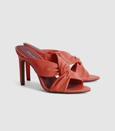 Thumbnail for your product : Reiss ELLA LEATHER TWIST FRONT HEELED MULES Coral