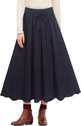Solid Color Layered Mesh Skirts for Women Stretchy High Waist Pleated Midi  Skirt Autumn Flowy Casual A-Line Skirts