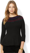Thumbnail for your product : Lauren Ralph Lauren Plus Size Jacquard-Knit Peplum Sweater