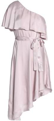 Zimmermann Asymmetric Ruffled Washed-silk Dress