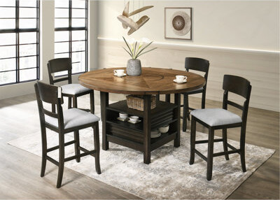 Hokku Designs 2Pc Transitional Upholstered Counter Height Dining Chair Bar Stools Wooden Furniture