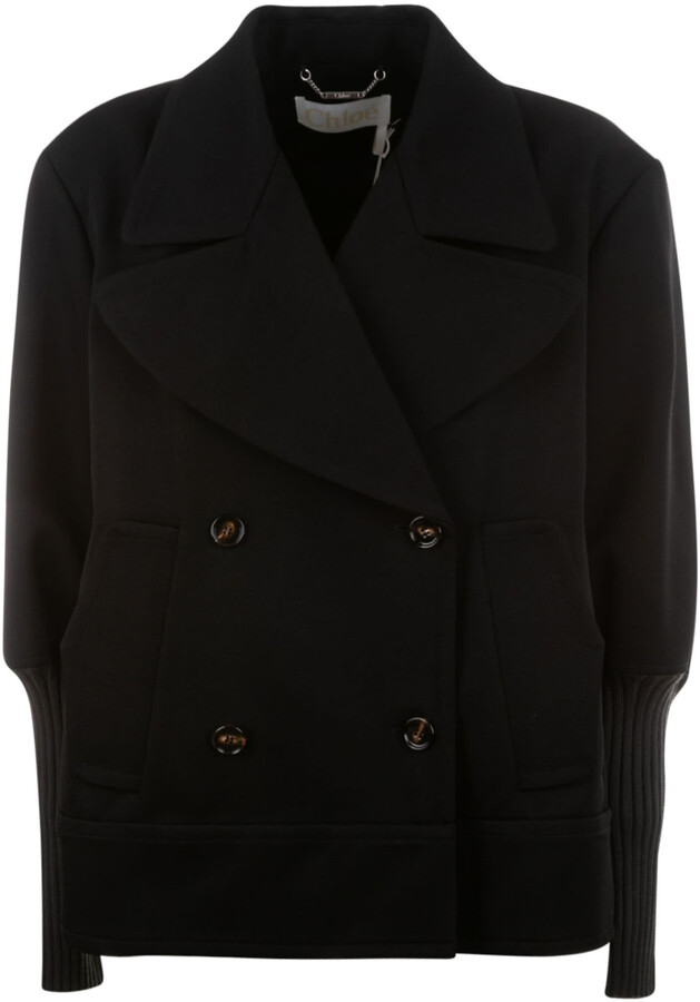 Chloé Ribbed Cuffs Pea Coat - ShopStyle