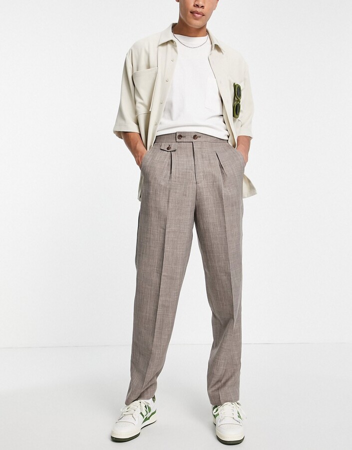ASOS DESIGN high waist slim smart pants in brown cross hatch - ShopStyle  Chinos & Khakis