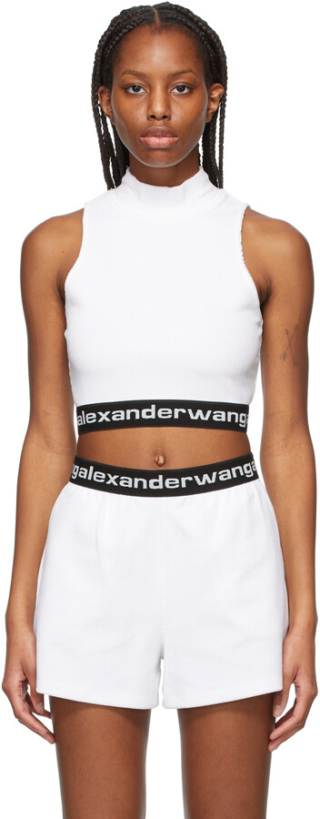 alexanderwang.t White Logo Mock Neck Tank Top - ShopStyle