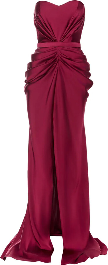 Ana Radu Strapless Draped Maxi Dress