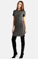 Thumbnail for your product : Donna Morgan Faux Leather Sleeve Cable Knit Dress