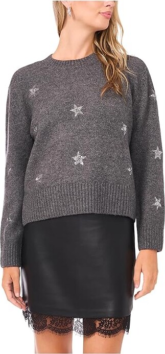 (取寄) ヴィンスカムート レディース クルー ネック ウィズ エンベリッシュメント Vince Camuto women Crew Neck With Embellishment Med Heather Grey Vince Camuto Crew Neck With Embellishment Women's Clothing Med