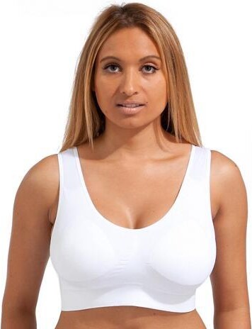 Ahh By Rhonda Shear Ahh Bra - Women's Seamless Leisure Bra (White, 1X) Bust: 44-46