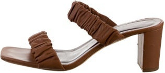 STAUD Leather Slides Brown Unfortunately due to restrictions this item may not be eligible for shipping in all areas.