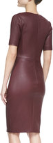Thumbnail for your product : Cushnie Short-Sleeve Stretch Leather Dress, Bordeaux
