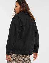 Thumbnail for your product : ASOS DESIGN Petite oversized denim jacket in black