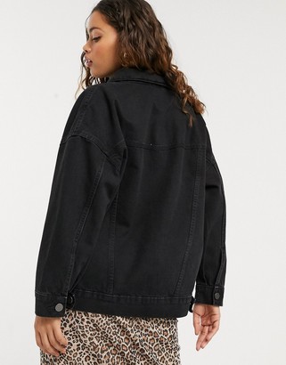 ASOS DESIGN Petite oversized denim jacket in black