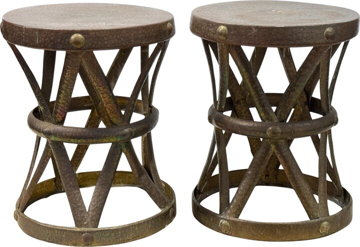 Pair Of Mid-century Modern Brass “x” Stools, By Sarreid, Spain, Circa 1960s