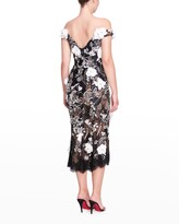 Thumbnail for your product : Marchesa Floral Applique Lace Midi Dress