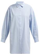 Thumbnail for your product : Mes Demoiselles Checked Oversized Cotton Shirt - Womens - Blue White
